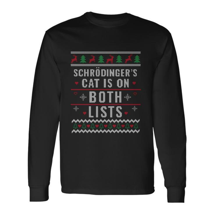 Physicist Schrödingers Cat Physics Ugly Christmas Long Sleeve T-Shirt