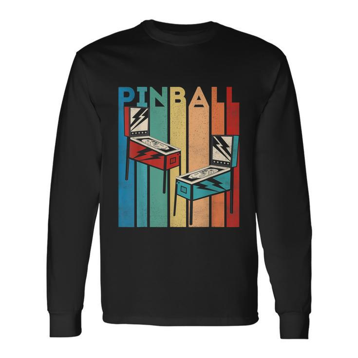 Pinball Retro Vintage Multiball Pinball Machine Arcade Game Long Sleeve T-Shirt