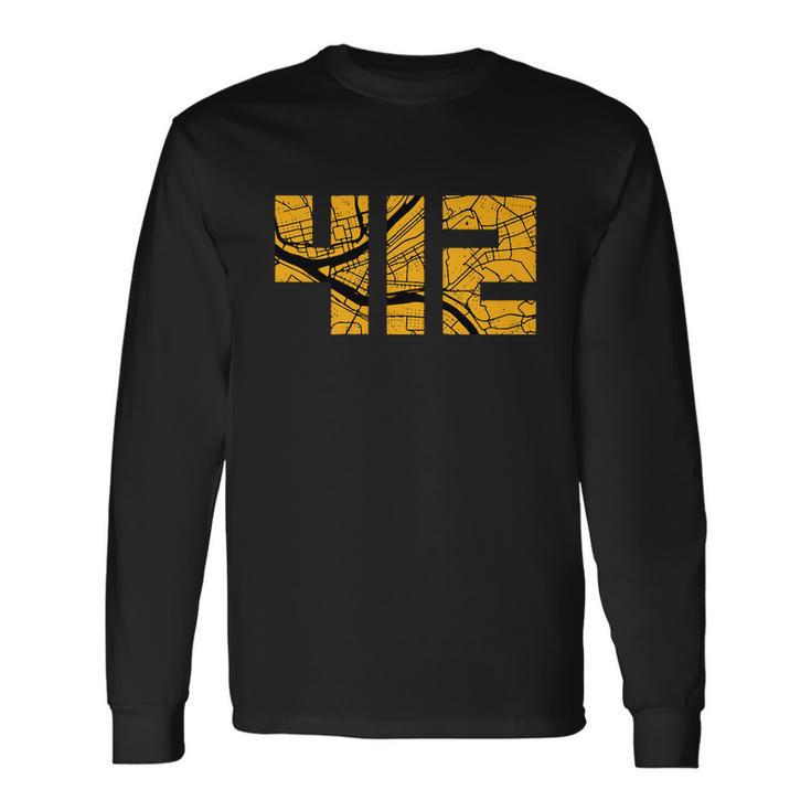 Pittsburgh 412 Map V2 Long Sleeve T-Shirt