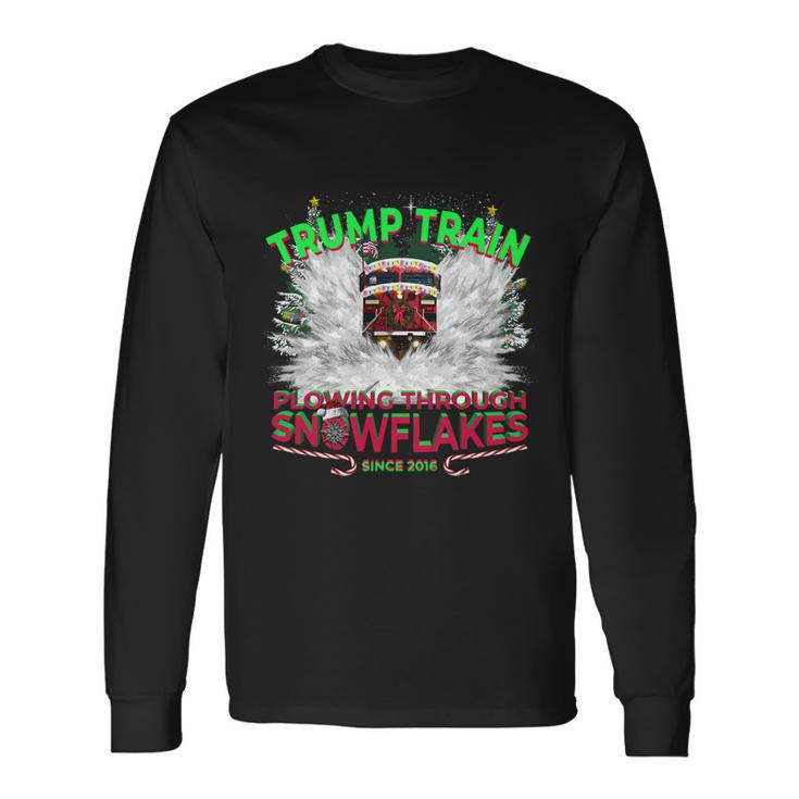 Plow Snowflakes This Christmas And Don A Maga Trump Train 2024 Long Sleeve T-Shirt Gifts ideas