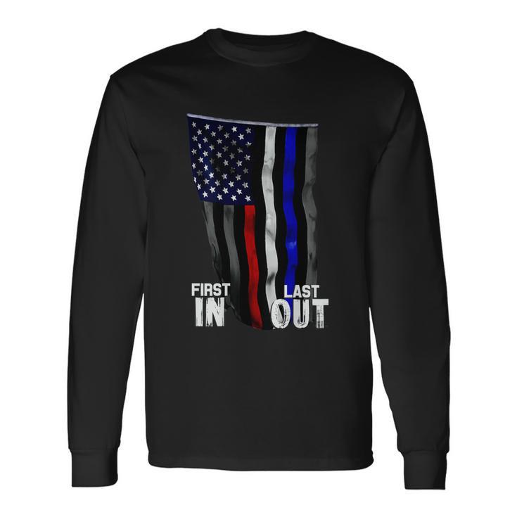 Police Fire Ems First Responder American Flag Long Sleeve T-Shirt