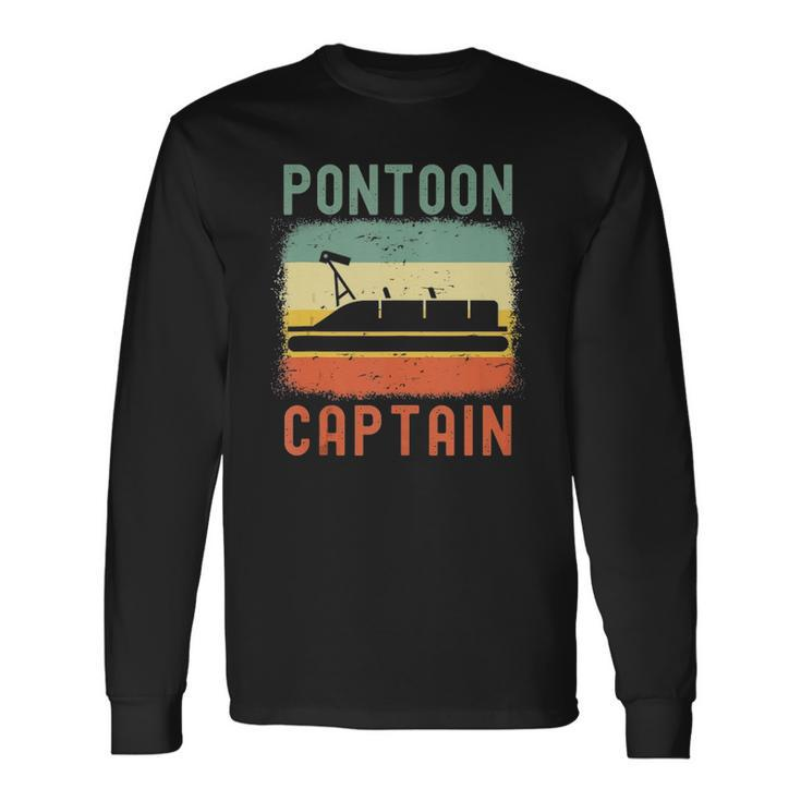 Pontoon Captain Retro Vintage Boat Lake Outfit Long Sleeve T-Shirt