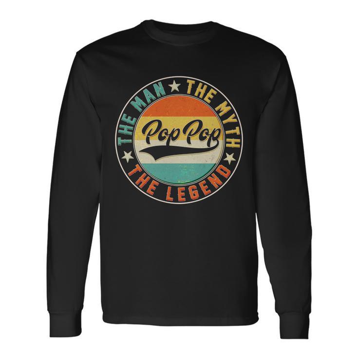 Pop Pop Vintage The Man Myth Legend Emblem Long Sleeve T-Shirt