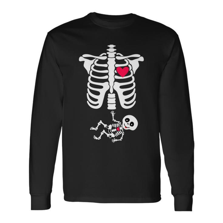 Pregnant Skeleton Ribcage With Baby Costume Long Sleeve T-Shirt