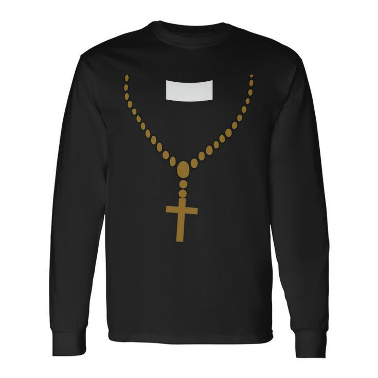 Priest Costume Cross Religion Long Sleeve T-Shirt Gifts ideas