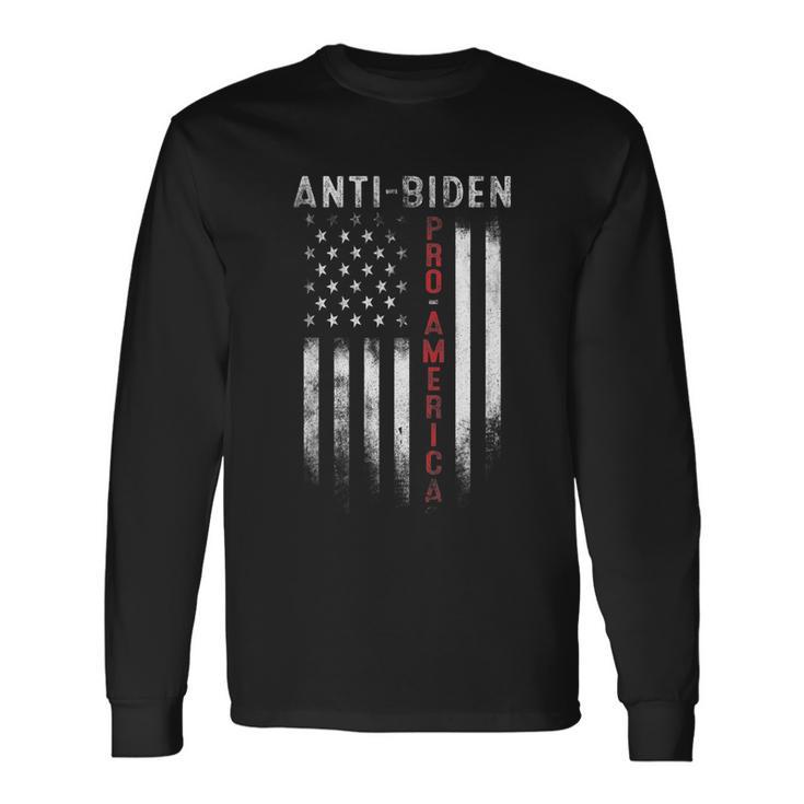 Pro America Anti Biden Usa American Flag Patriotic Tshirt Long Sleeve T-Shirt