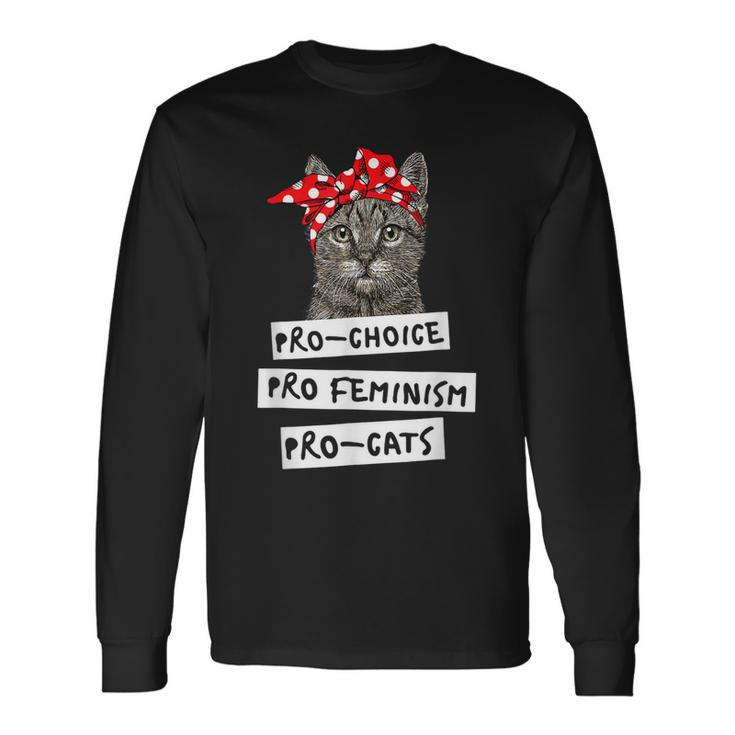 Pro Choice Pro Feminism Pro Cats Men Long Sleeve T-Shirt
