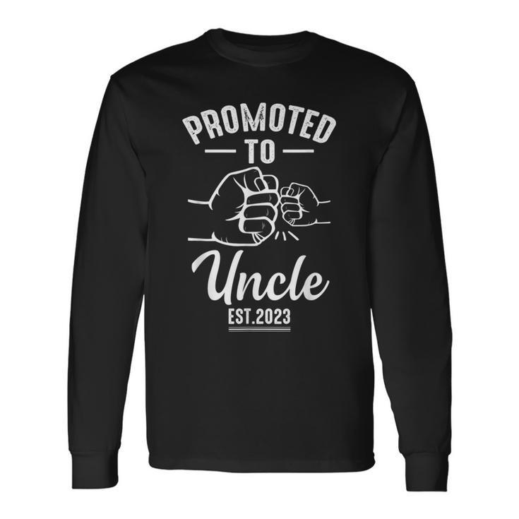 Promoted To Uncle 2023 Present For First Time New Uncle Men Women Long Sleeve T-Shirt T-shirt Graphic Print