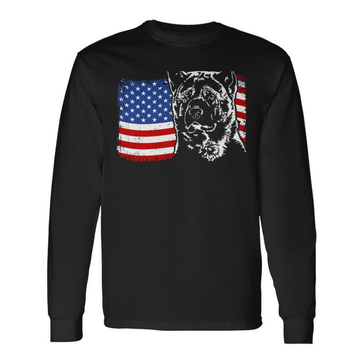 Proud Akita American Flag Patriotic Dog Sweatshirt Men Women Long Sleeve T-Shirt T-shirt Graphic Print