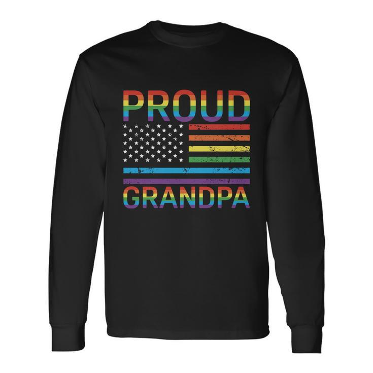 Proud Pride Grandpa Flag Graphic 4Th July Plus Size Shirt Long Sleeve T-Shirt