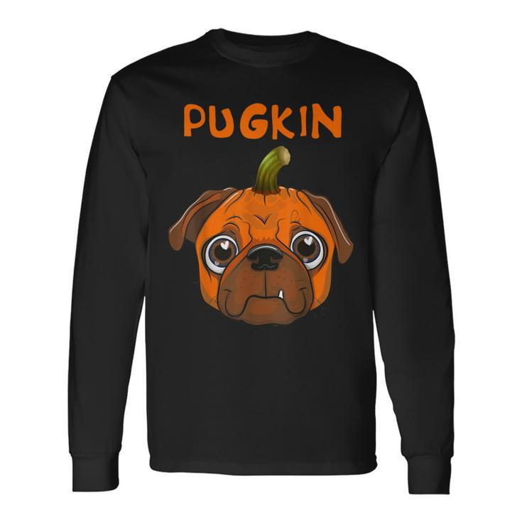 Pugkin Pug Pumpkin Dog Lover Halloween Party Costume Long Sleeve T-Shirt