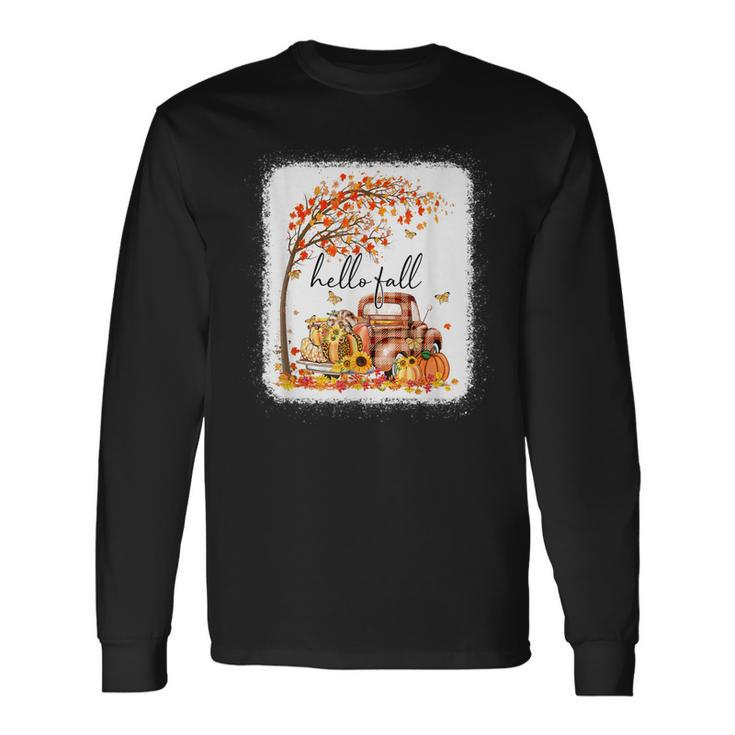 Pumpkin Leopard Hello Fall Happy Fall Yall Fall Season Men Women Long Sleeve T-Shirt T-shirt Graphic Print