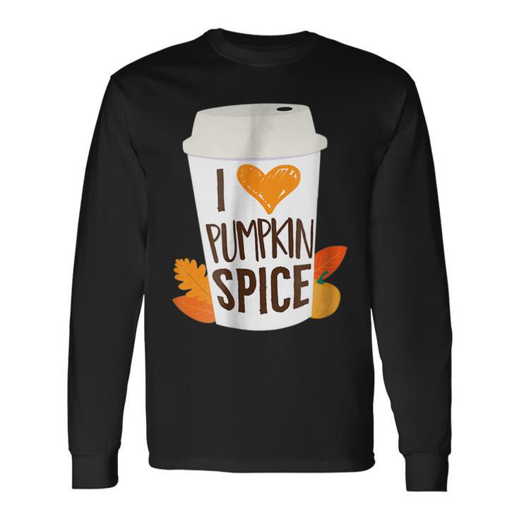 Pumpkin Spice Coffee Latte Fall Autumn Season And Halloween Long Sleeve T-Shirt