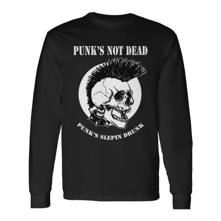 Punk Skull With Mohawk Long Sleeve T-Shirt