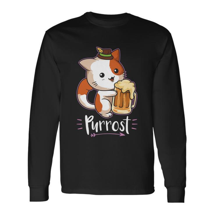 Purrost Prost Oktoberfest Cat German Beer Festival Long Sleeve T-Shirt