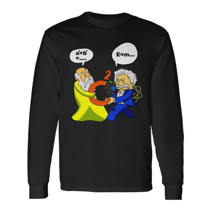 Pythagoras Vs Einstein Math Science Tshirt Long Sleeve T-Shirt