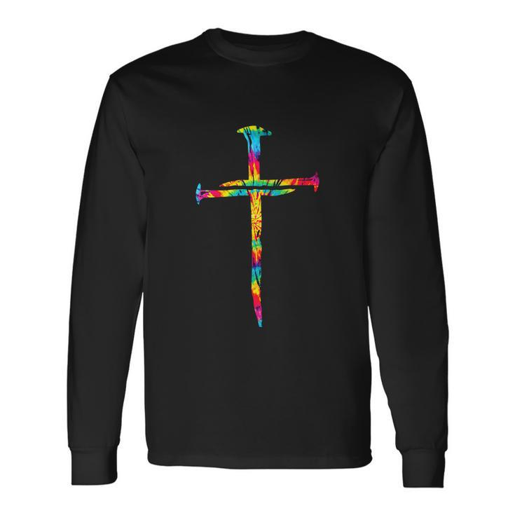 Rainbow Christian Jesus Nail Cross Tie Dye Bible Long Sleeve T-Shirt