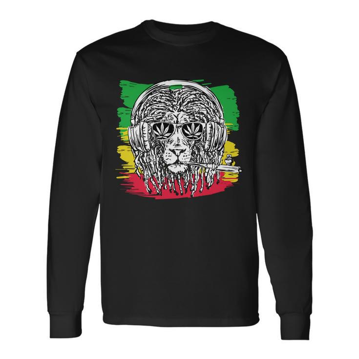 Rasta Lion With Glasses Smoking A Joint Long Sleeve T-Shirt Gifts ideas