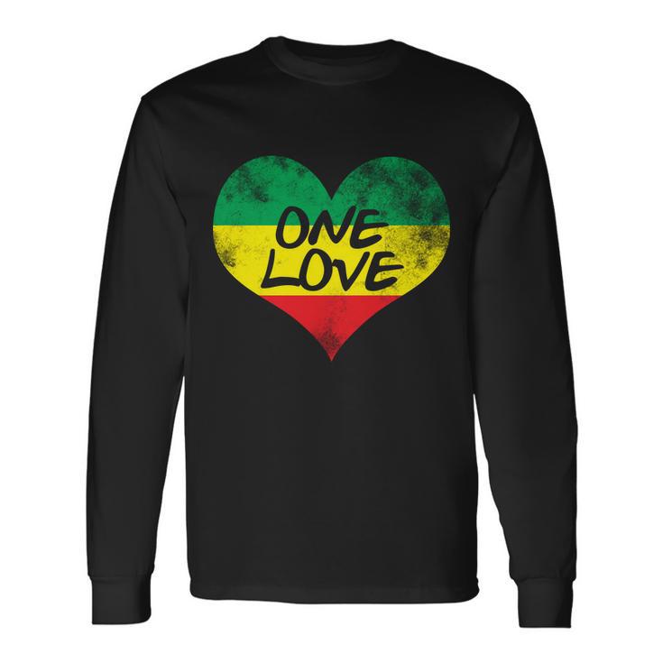 Rastafari One Love Vintage Jamaican Heart Long Sleeve T-Shirt