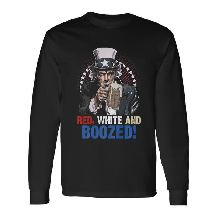 Red White And Boozed 4Th Of July Uncle Sam Long Sleeve T-Shirt