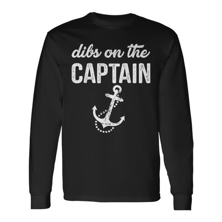 Retro Anchor Vintage Dibs On The Captain Captain Wife Long Sleeve T-Shirt