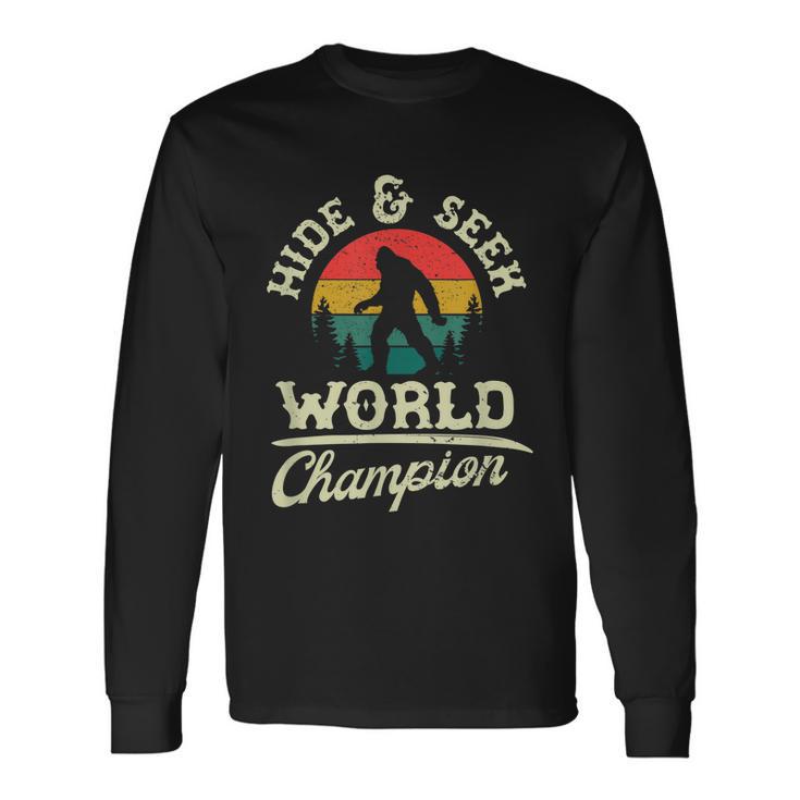 Retro Bigfoot Hide And Seek World Champion Sasquatch Long Sleeve T-Shirt