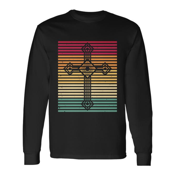 Retro Christian Vintage Catholic Cross Christianity Great Long Sleeve T-Shirt Gifts ideas