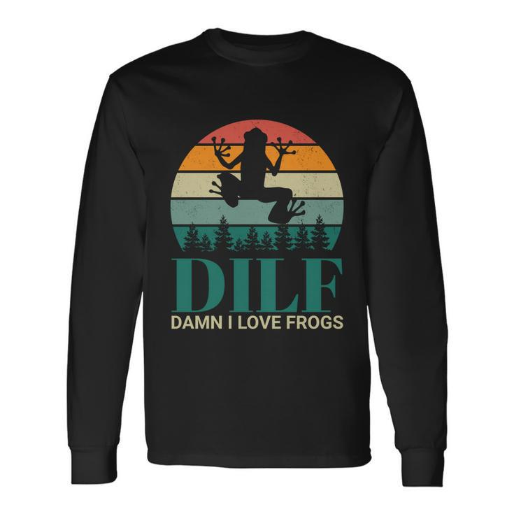 Retro Dilf Damn I Love Frogs Long Sleeve T-Shirt