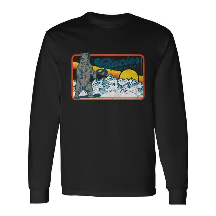 Retro Glacier National Park 80S Bear Graphic 80S Meaningful Long Sleeve T-Shirt