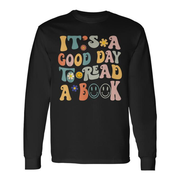 Retro Groovy National Read A Book Day Book Lover Long Sleeve T-Shirt