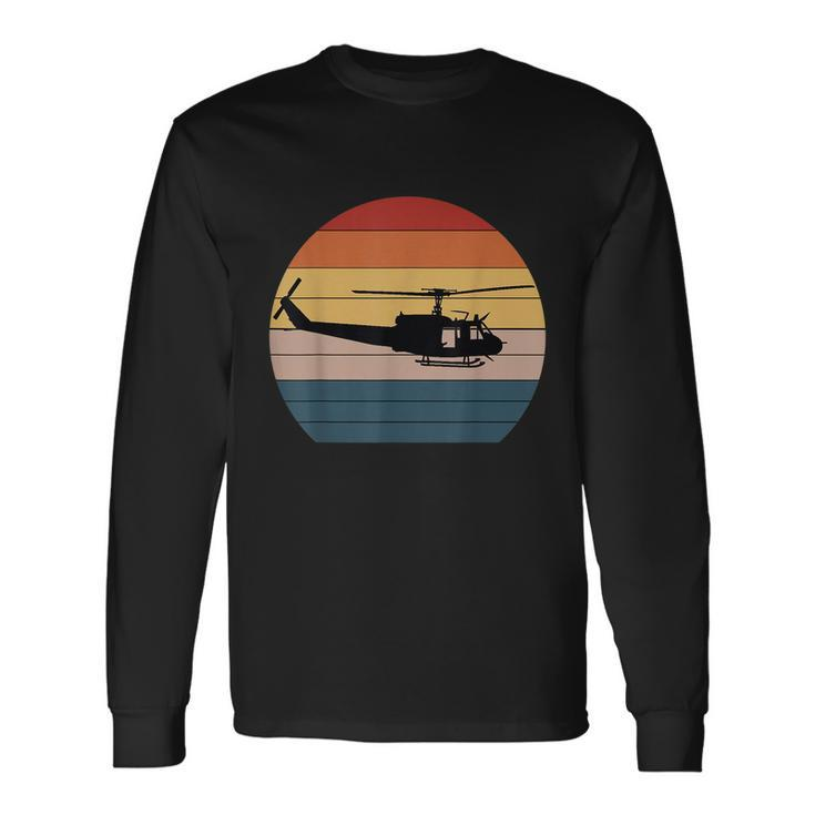 Retro Huey Veteran Helicopter Vintage Air Force Long Sleeve T-Shirt