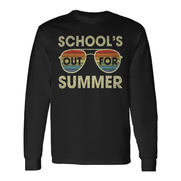 Retro Last Day Of School Schools Out For Summer Teacher V2 Long Sleeve T-Shirt