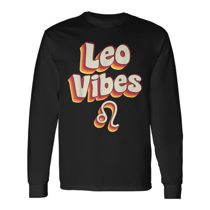 Retro Leo Zodiac Sign Astrology July August Birthday Leo Long Sleeve T-Shirt