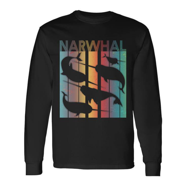 Retro Narwhal Tshirt Long Sleeve T-Shirt