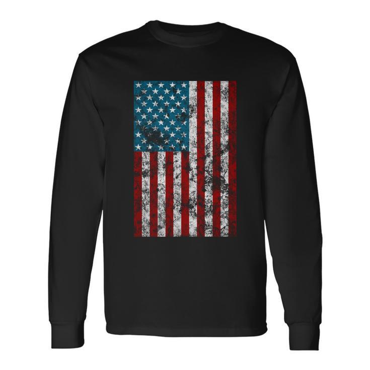 Retro Style 4Th July Usa Patriotic Distressed America Flag Long Sleeve T-Shirt