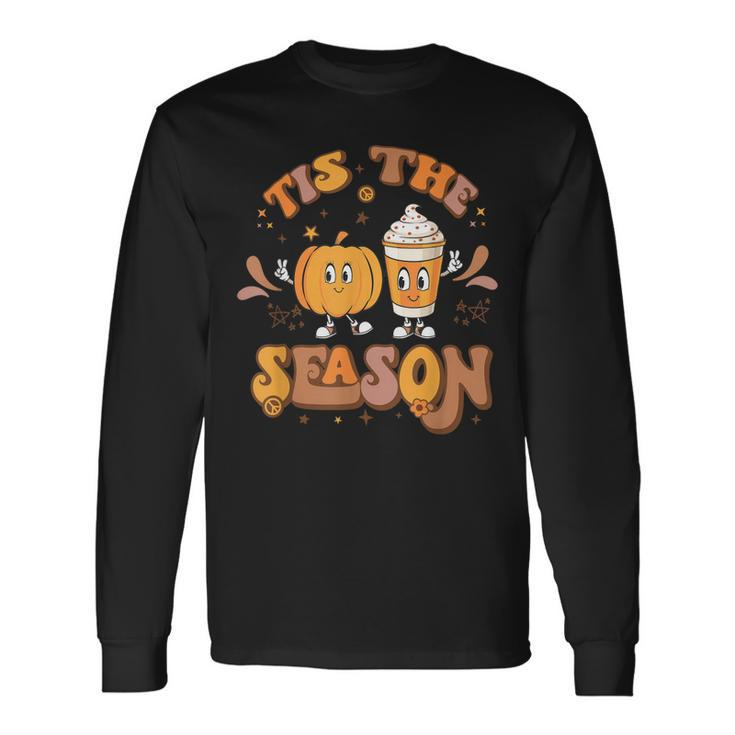 Retro Tis The Season Pumpkin Spice Fall Vibes Thanksgiving Long Sleeve T-Shirt