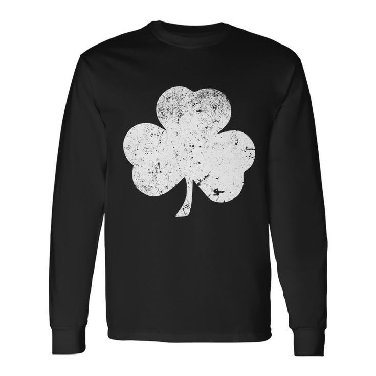 Retro Vintage Irish Distressed Shamrock St Patricks Day Tshirt Long Sleeve T-Shirt