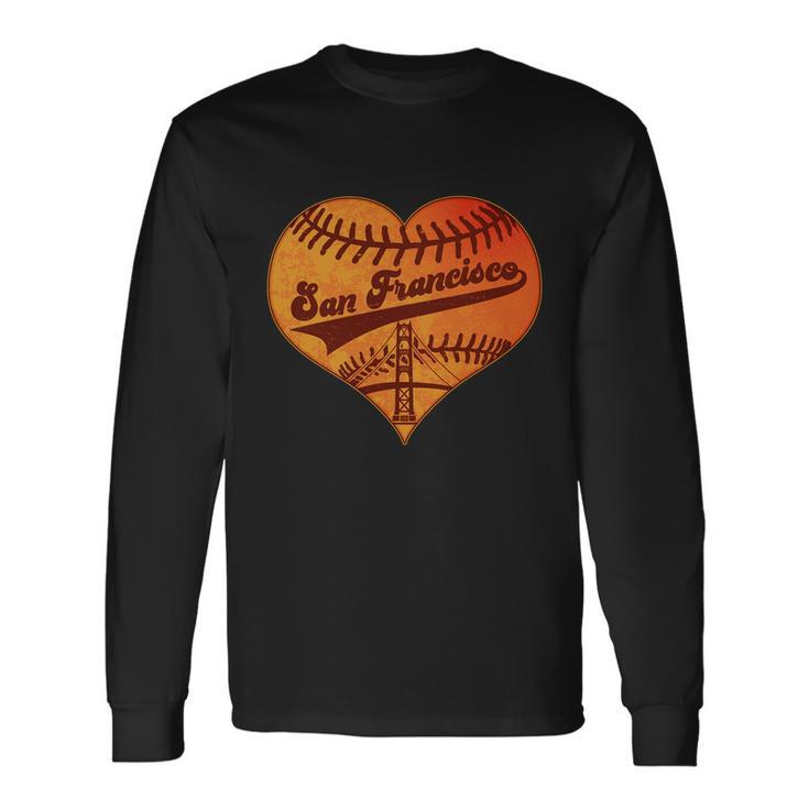 Retro Vintage San Francisco Baseball Heart Long Sleeve T-Shirt