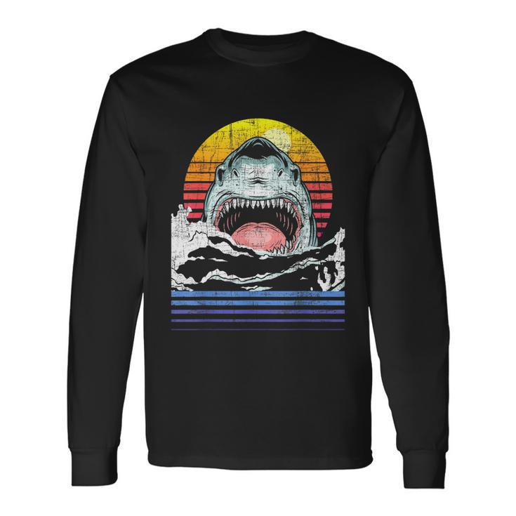 Retro Vintage Shark Marine Biologist Wildlife Shark Lovers Long Sleeve T-Shirt