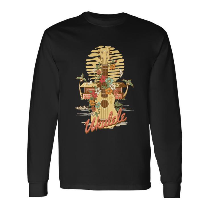 Retro Vintage Ukulele Vintage Ukulele Themed Hawaiian Long Sleeve T-Shirt