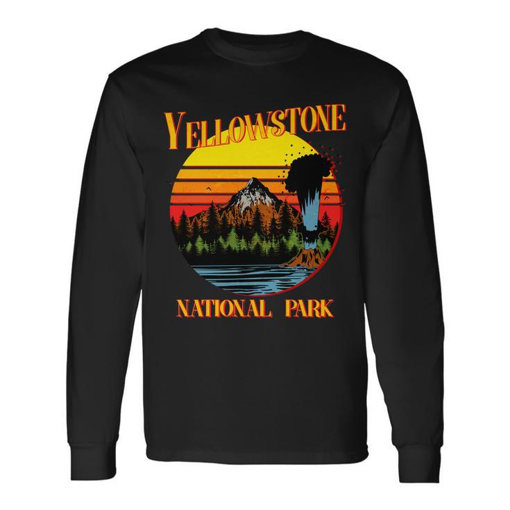 Retro Yellowstone National Park Tshirt Long Sleeve T-Shirt