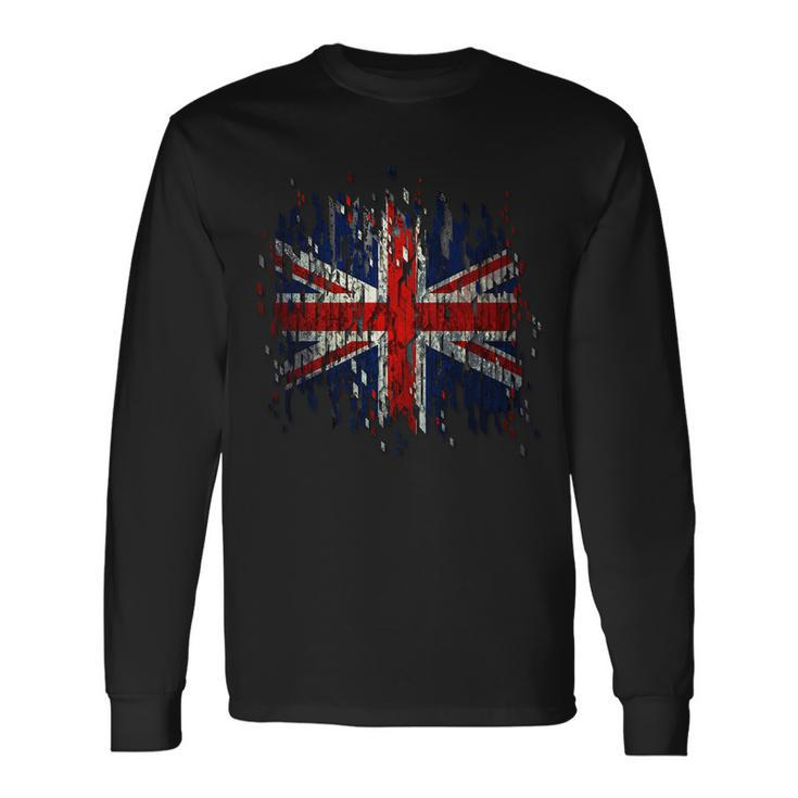 Ripped Uk Great Britain Union Jack Torn Flag Long Sleeve T-Shirt