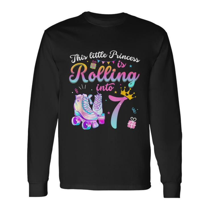 Roller Skate 7Th Birthday Shirt 7 Year Old Girl Party Outfit Long Sleeve T-Shirt