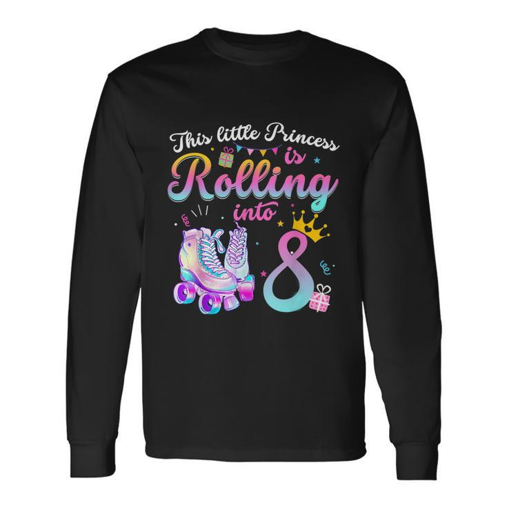 Roller Skate 8Th Birthday Shirt 8 Year Old Girl Party Outfit Long Sleeve T-Shirt