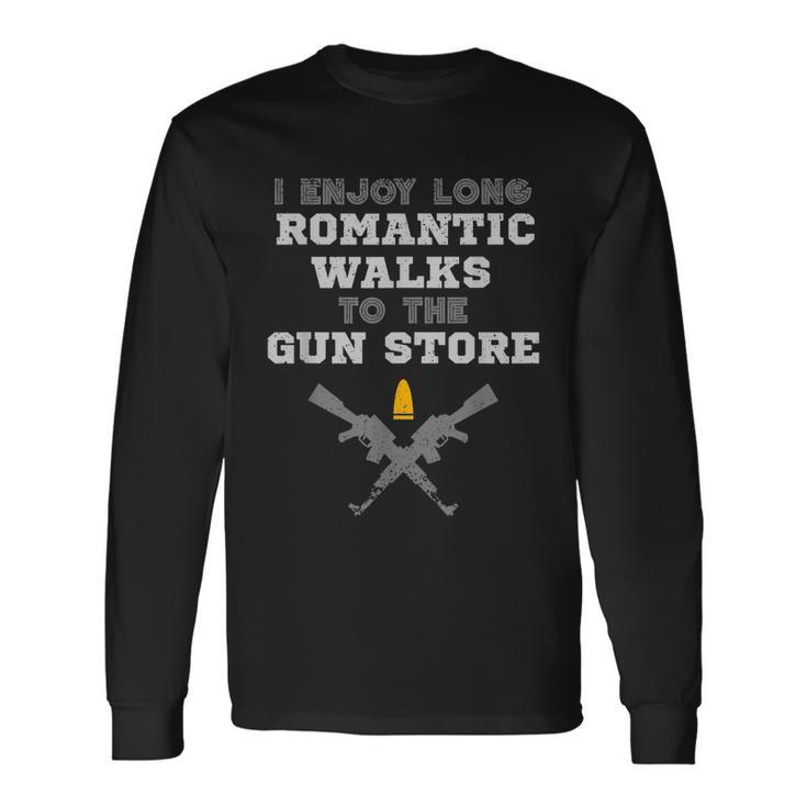 Romantic Walks Through The Tackle Store Fishing Joke Back Print Long Sleeve  T-shirt - Monsterry