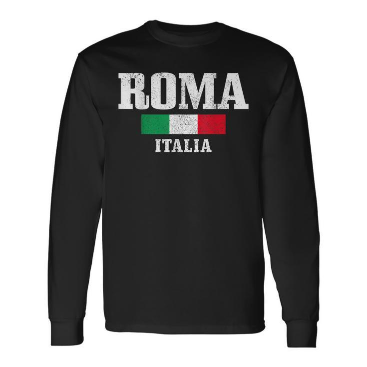 Rome Italy Roma Italia Vintage Italian Flag Men Women Long Sleeve T-Shirt T-shirt Graphic Print