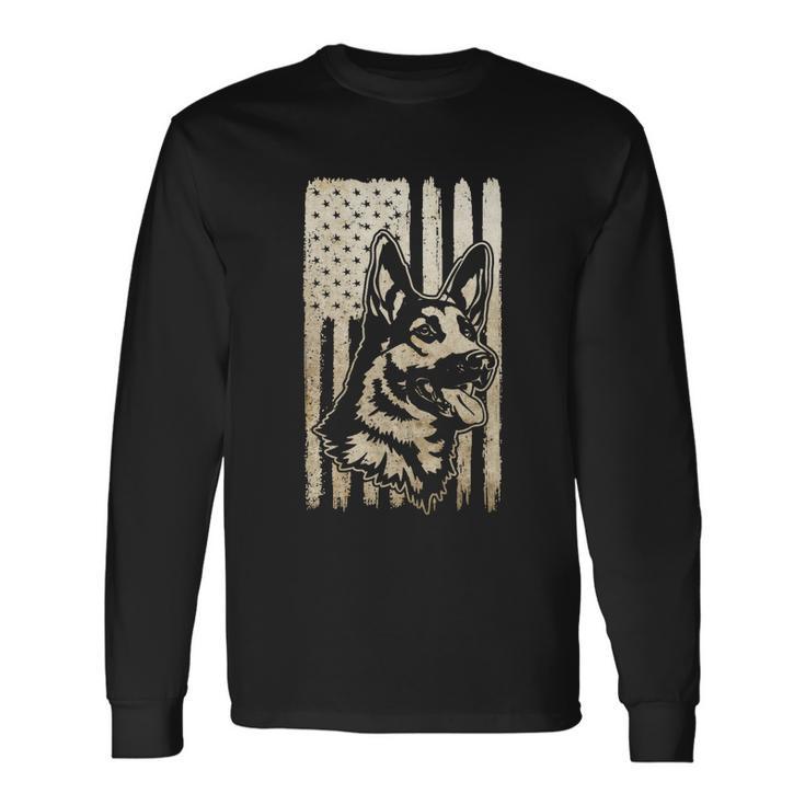 Rustic American Flag Meaningful Patriotic German Shepherd Dog Lover Long Sleeve T-Shirt