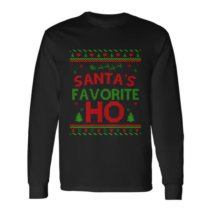 Santas Favorite Ho Ugly Christmas Sweater Christmas In July Long Sleeve T-Shirt