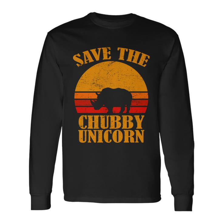 Save The Chubby Unicorn Distressed Sun Tshirt Long Sleeve T-Shirt