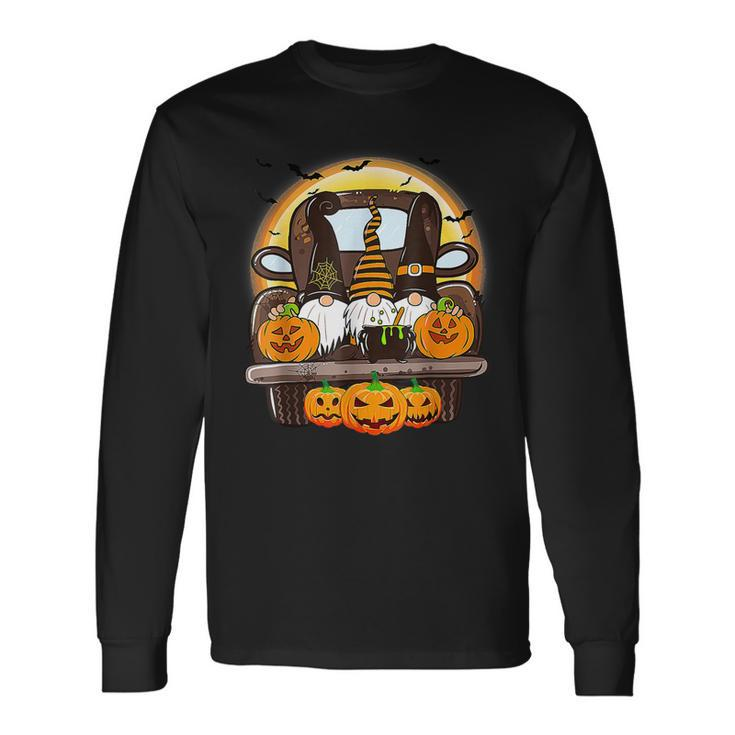 Scary Halloween Truck Gnomes Farmer Witch Pumpkin Costume Long Sleeve T-Shirt